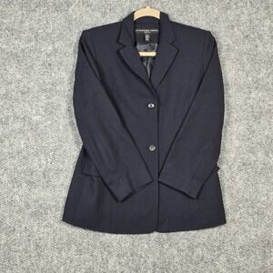 Josephine Chaus Petite Women's Black Wool Blazer Jacket Size 8 Padded Shoulders